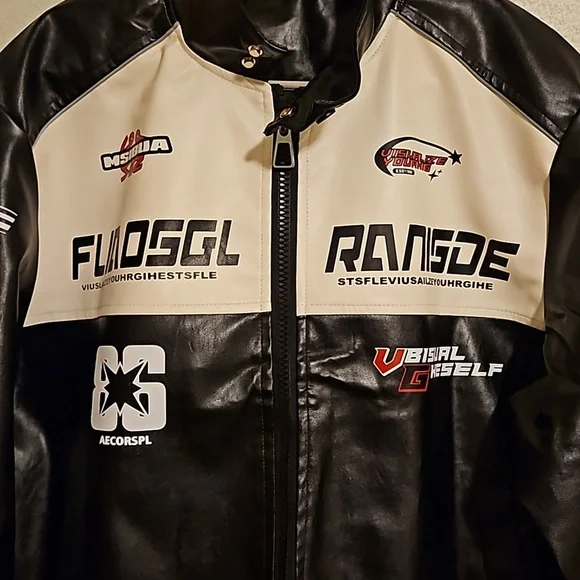 Men's  NWOT Jie Shan Nuo Yi Street Racing Suit Biker Jacket, PU Motorcycle - Picture 2 of 7